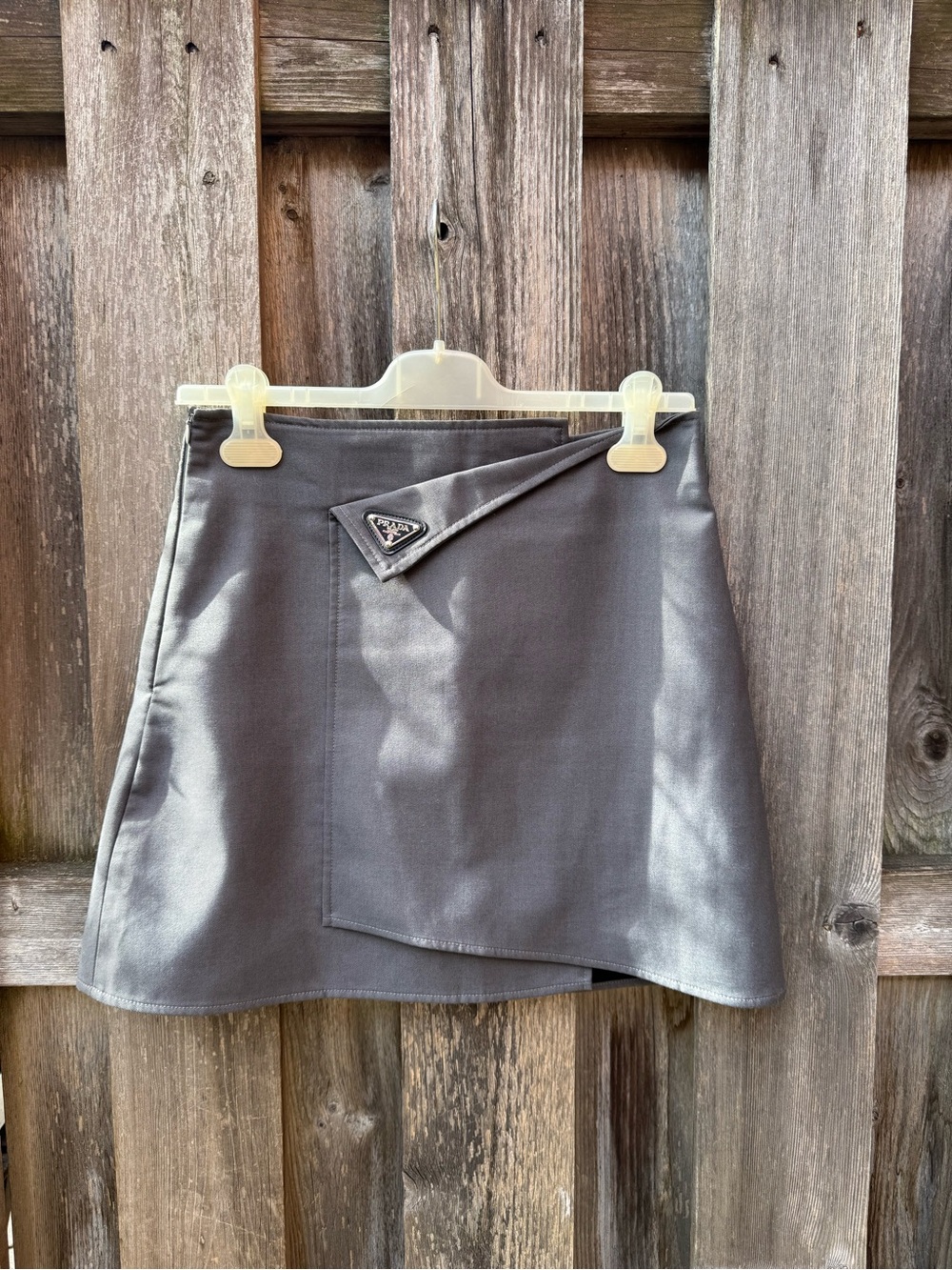 Charcoal Wrap Mini Skirt with Logo Tab and built in shorts